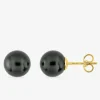 Boucles d'oreilles clous en or jaune 750 ‰ et perle 8 mm SO OR