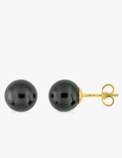 Boucles d'oreilles clous en or jaune 750 ‰ et perle 8 mm SO OR