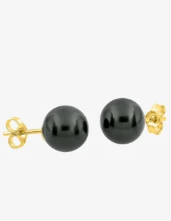 Boucles d'oreilles clous en or jaune 750 ‰ et perle 8 mm SO OR