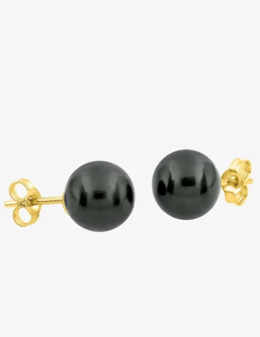 Boucles d'oreilles clous en or jaune 750 ‰ et perle 8 mm SO OR