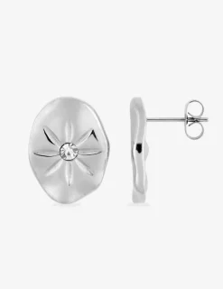 Boucles d'oreilles clous en acier et cristal blanc SO OR