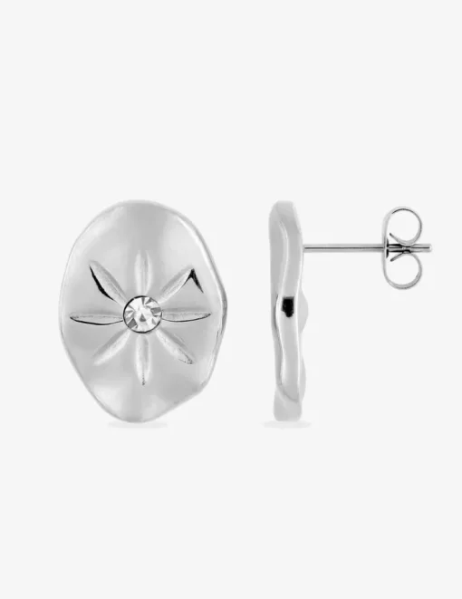 Boucles d'oreilles clous en acier et cristal blanc SO OR