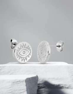 Boucles d'oreilles clous en acier et cristal blanc SO OR