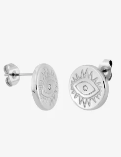 Boucles d'oreilles clous en acier et cristal blanc SO OR