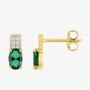 Boucles d'oreilles clous en plaqué or et oxyde de zirconium vert SO OR