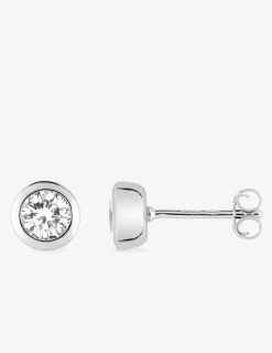 Boucles d'oreilles clous en argent 925 ‰ rhodié, oxyde de zirconium SO OR