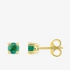 Boucles d'oreilles clous en or jaune 750 ‰ avec émeraude SO OR