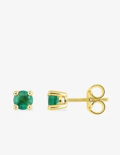 Boucles d'oreilles clous en or jaune 750 ‰ avec émeraude SO OR