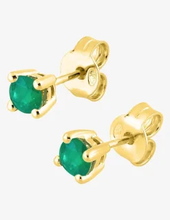 Boucles d'oreilles clous en or jaune 750 ‰ avec émeraude SO OR