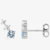 Boucles d'oreilles clous en argent 925 ‰ rhodié, oxydes de zirconium bleu et blancs SO OR