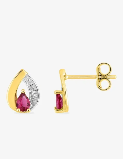 Boucles d'oreilles clous en plaqué or, oxydes de zirconium bicolores et rhodium SO OR