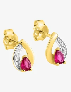 Boucles d'oreilles clous en plaqué or, oxydes de zirconium bicolores et rhodium SO OR