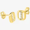 Boucles d'oreilles clous en or jaune 750‰ oxyde blanc géométrique SO OR