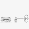 Boucles d'oreilles clous en argent 925 ‰ rhodié, 5 oxydes de zirconium SO OR