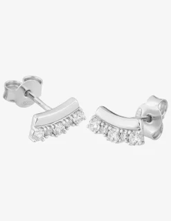 Boucles d'oreilles clous en argent 925 ‰ rhodié, 5 oxydes de zirconium SO OR