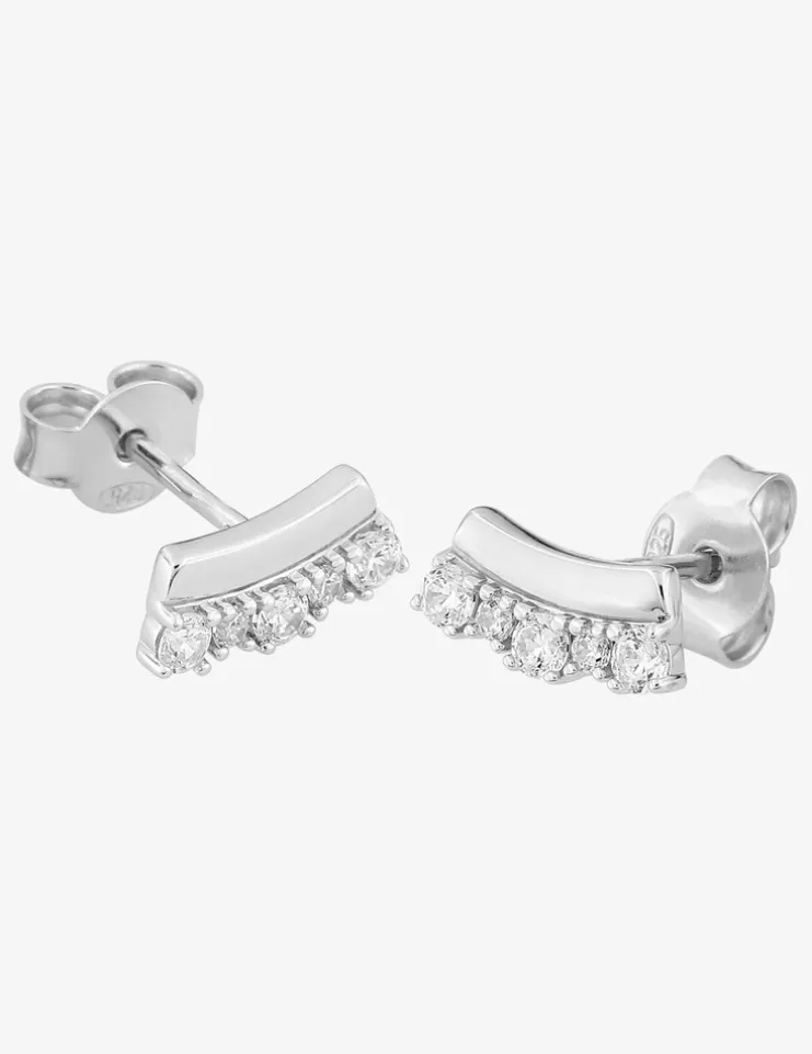 Boucles d'oreilles clous en argent 925 ‰ rhodié, 5 oxydes de zirconium SO OR