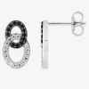 Boucles d'oreilles clous en argent 925 ‰ rhodié, oxydes de zirconium noir et blanc SO OR