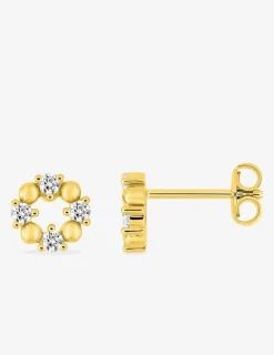 Boucles d'oreilles clous en plaqué or, oxydes de zirconium SO OR