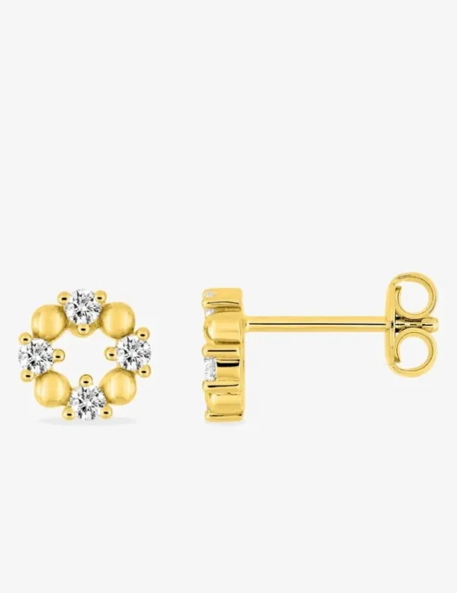 Boucles d'oreilles clous en plaqué or, oxydes de zirconium SO OR