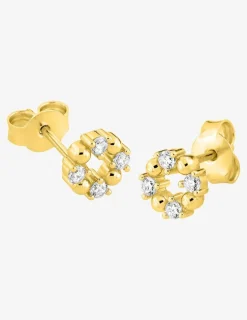 Boucles d'oreilles clous en plaqué or, oxydes de zirconium SO OR