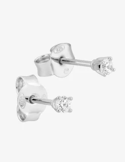 Boucles d'oreilles clous en argent 925 ‰ rhodié, oxydes de zirconium 2,5 mm SO OR