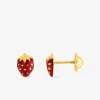 Boucles d'oreilles clous fraise or jaune 750 ‰ et laque SO OR