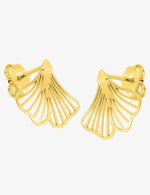 Boucles d'oreilles clous feuille ajourée plaqué or SO OR