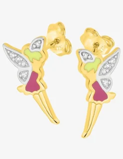 Boucles d'oreilles clous fées or jaune 375 ‰ et oxydes de zirconium SO OR