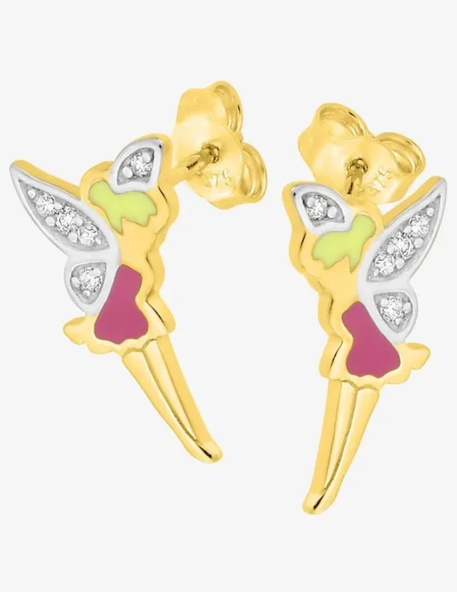 Boucles d'oreilles clous fées or jaune 375 ‰ et oxydes de zirconium SO OR