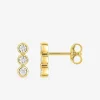 Boucles d'oreilles clous fantaisie or jaune 375 ‰, oxyde de zirconium SO OR