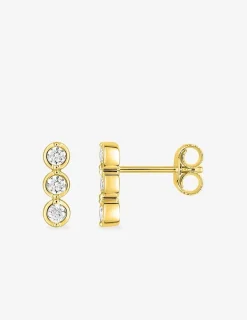 Boucles d'oreilles clous fantaisie or jaune 375 ‰, oxyde de zirconium SO OR