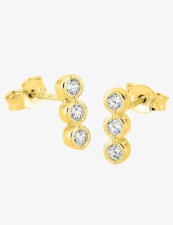 Boucles d'oreilles clous fantaisie or jaune 375 ‰, oxyde de zirconium SO OR