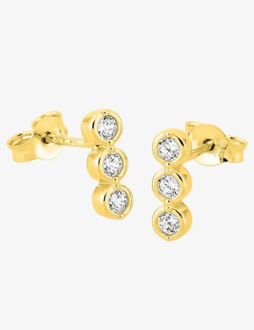 Boucles d'oreilles clous fantaisie or jaune 375 ‰, oxyde de zirconium SO OR