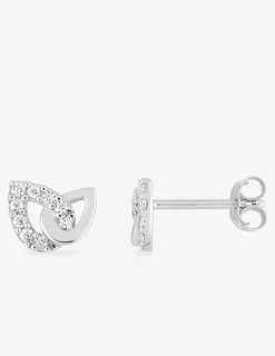 Boucles d'oreilles clous feuilles argent rhodié 925‰ avec oxyde de zirconium SO OR