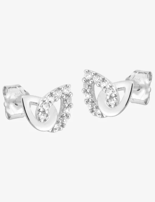 Boucles d'oreilles clous feuilles argent rhodié 925‰ avec oxyde de zirconium SO OR