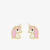 Boucles d'oreilles clous licorne or jaune 750 ‰ et laque SO OR