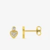 Boucles d'oreilles clous motif cœur en plaqué or, oxydes de zirconium SO OR