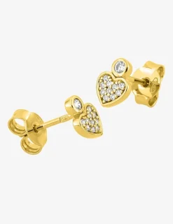 Boucles d'oreilles clous motif cœur en plaqué or, oxydes de zirconium SO OR