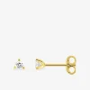 Boucles d'oreilles clous or jaune 375 ‰ et diamants synthétiques 0,10 ct SO OR