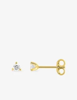 Boucles d'oreilles clous or jaune 375 ‰ et diamants synthétiques 0,10 ct SO OR