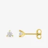 Boucles d'oreilles clous or jaune 375 ‰ et diamants synthétiques 0,20 ct SO OR