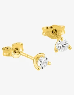 Boucles d'oreilles clous or jaune 375 ‰ et diamants synthétiques 0,20 ct SO OR