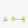 Boucles d'oreilles clous or jaune 375 ‰ et diamants synthétiques 0,40 ct SO OR