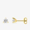 Boucles d'oreilles clous or jaune 375 ‰ et diamants synthétiques 0,50 ct SO OR