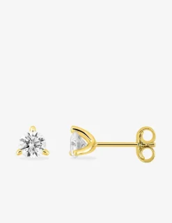 Boucles d'oreilles clous or jaune 375 ‰ et diamants synthétiques 0,50 ct SO OR