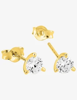 Boucles d'oreilles clous or jaune 375 ‰ et diamants synthétiques 0,50 ct SO OR