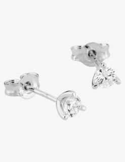 Boucles d'oreilles clous or blanc 375 ‰ et diamants synthétiques 0,20 ct SO OR