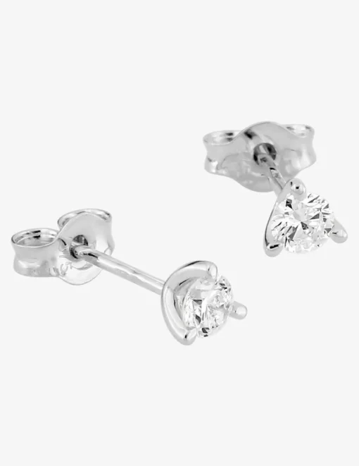 Boucles d'oreilles clous or blanc 375 ‰ et diamants synthétiques 0,20 ct SO OR