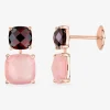 Boucles d'oreilles clous or rose 750 ‰ grenat et calcédoine SO OR