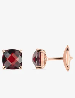Boucles d'oreilles clous or rose 750 ‰ et grenat SO OR